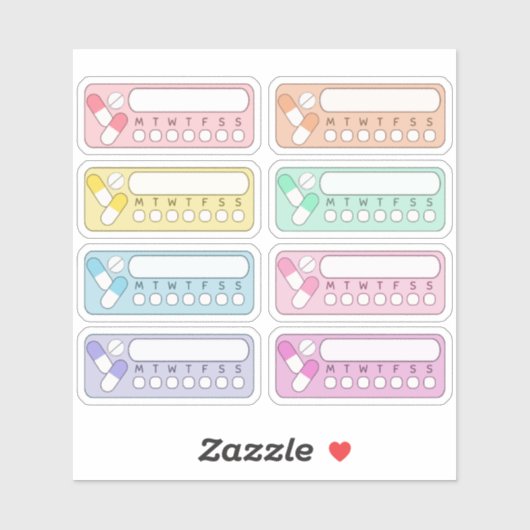 Wöchentliche Vitamin-Medizin-Tracker-Pille-Erinner Aufkleber (Blatt)