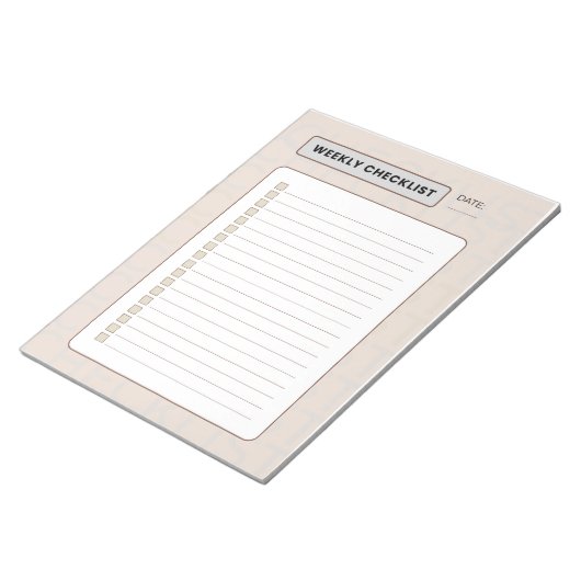Wöchentlicher Checklistenplaner Notizblock (angewinkelt)