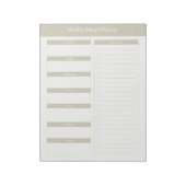Wöchentlicher Essensplaner - Taupe Notizblock (Rotiert)