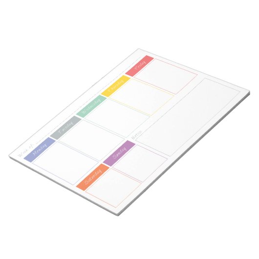 Wöchentlicher Frühjahrsplaner reißen den Notepad a Notizblock (angewinkelt)