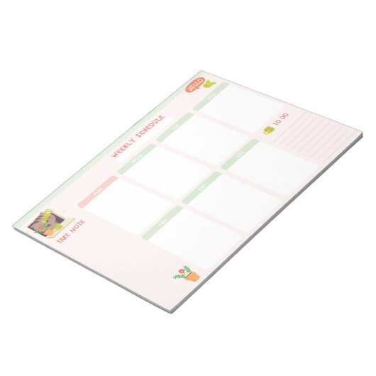Wöchentlicher Kalender 8.5x11 Notepad Notizblock (angewinkelt)