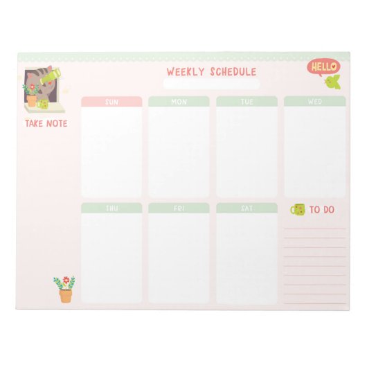 Wöchentlicher Kalender 8.5x11 Notepad Notizblock (Vorderseite)