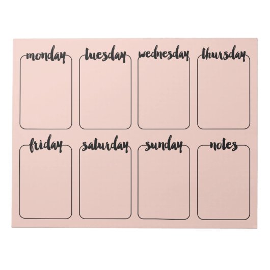 Wöchentlicher Kalender für die benutzerdefinierte Notizblock (Vorderseite)