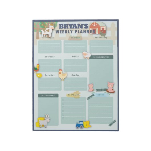 Wöchentlicher Kalender mit Landschaftsbildern Notizblock (Rotiert)