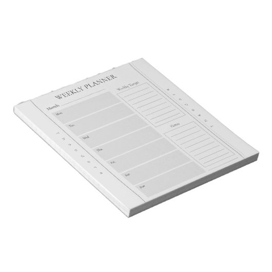 Wöchentlicher Name Grau Notepad Notizblock (angewinkelt)