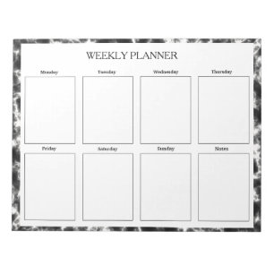 Wöchentlicher Planer aus schwarzem und weißem Marm Notizblock