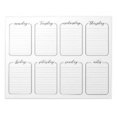 Wöchentlicher Planer Einfaches Weißes Editierbares Notizblock (Vorderseite)