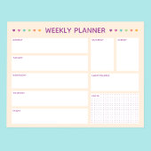 Wöchentlicher Planer Lila Herztext Notizblock