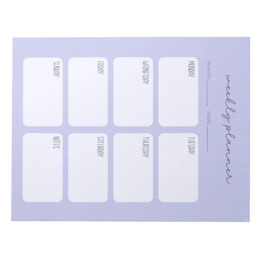 Wöchentlicher Planer Minimal Blue Notizblock (Vorderseite)