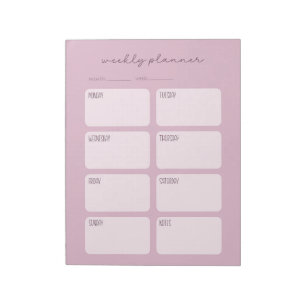 Wöchentlicher Planer Minimal Rosa Notizblock