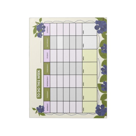 Wöchentlicher Planer mit Blaubeeren Notizblock (Rotiert)