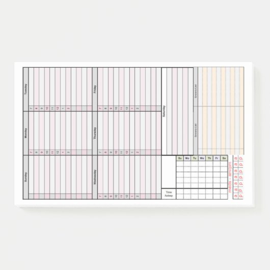 Wöchentlicher Planer mit Mini-Monat, Schlaf u. Post-it Klebezettel (Vorderseite)