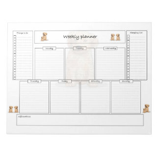 Wöchentlicher Planer mit Toren und Einkaufsliste Notizblock