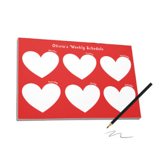 Wöchentlicher Planer mit weißen Herzen Notizblock