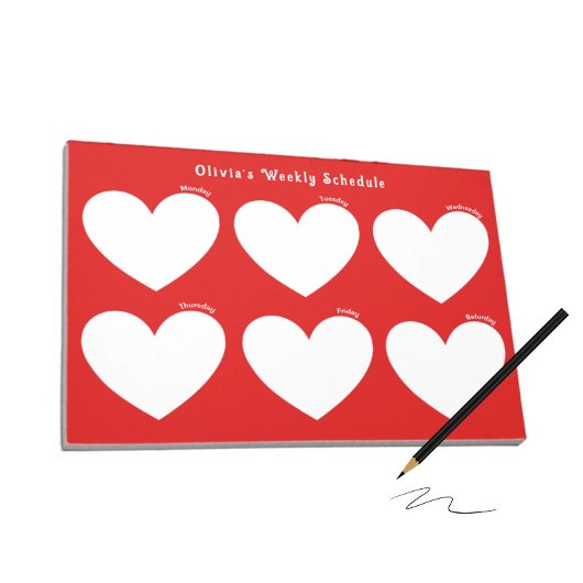 Wöchentlicher Planer mit weißen Herzen Notizblock