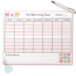 Wöchentlicher Planer Niedlich School Teacher Name  Notizblock