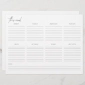 Wöchentlicher Planer Unbekannter Kalender (Vorne/Hinten)