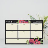 Wöchentlicher Planer Watercolor Red Poppies Black Briefpapier (Stehend Vorderseite)