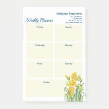 Wöchentlicher Planer Watercolor Yellow Day Lilies 