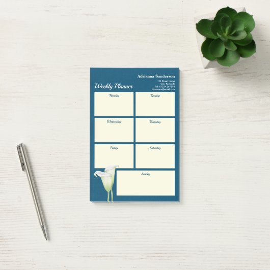 Wöchentlicher Planer White Calla Lily Illustration Post-it Klebezettel (Büro)