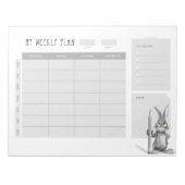 Wöchentlicher Schreibtischplaner mit Bunny Notizblock (Vorderseite)