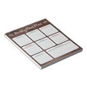 Wöchentlicher Speiseplan - Dunkelbraun Notizblock (angewinkelt)