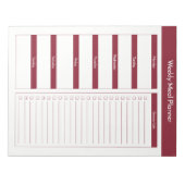 Wöchentlicher Speiseplan - Wein Notizblock (Vorderseite)