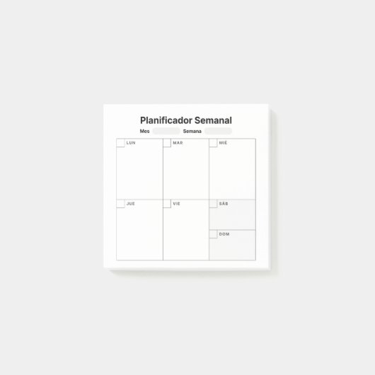 Wöchentlicher Studienplaner (auf Spanisch) Post-it Klebezettel (Vorderseite)