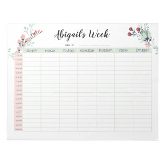 Wöchentlicher Stundenplaner mit Sonntag Start 7 - Notizblock