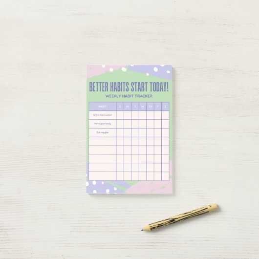 Wöchentlicher Tracker Post-it Klebezettel (Auf Schreibtisch)