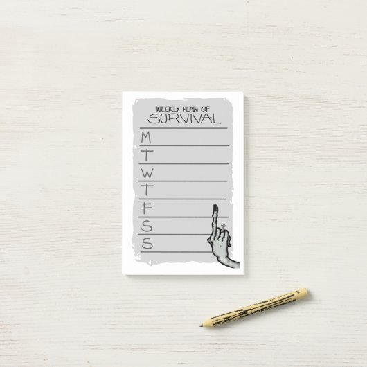 Wöchentlicher Überlebensplan Post-it Klebezettel (Auf Schreibtisch)