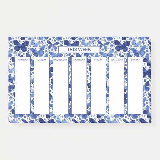 Wöchentlicher Zeitplan Wasserfarbenschmetterling Post-it Klebezettel (Vorderseite)