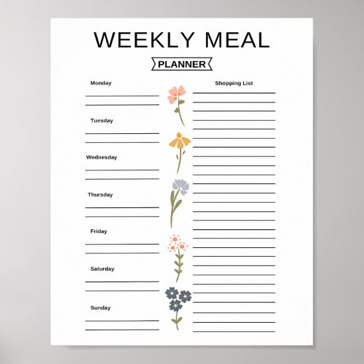 Wöchentliches Feinkostplanner Poster (Vorne)