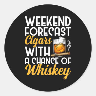 Wöchentliches Forecast Zigarren und Whiskey Bourbo Runder Aufkleber