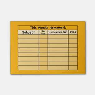 Wöchentliches Hausaufgaben-Post-It Post-it Klebezettel