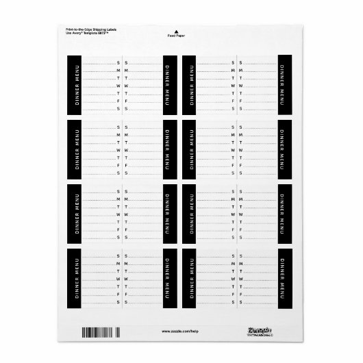 Wöchentliches Menü oder Zeitplan Planneraufkleber (Vorne)