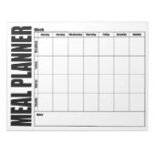 Wöchentliches Menü Speiseplan Schwarz & Weiß Notizblock (Vorderseite)