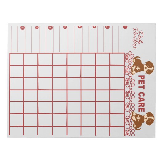 Wochenzeitliche Pflege Notepad Notizblock (Vorderseite)