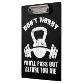 WOD-Spaß - Vor dem Die weitergeben. Funny Fitness Klemmbrett (Links)