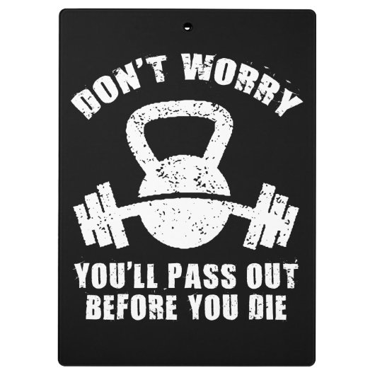 WOD-Spaß - Vor dem Die weitergeben. Funny Fitness Klemmbrett (Rückseite)