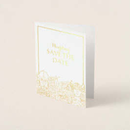 Woden & Fríge Wedding speichern Sie die Date Foil  Folienkarte