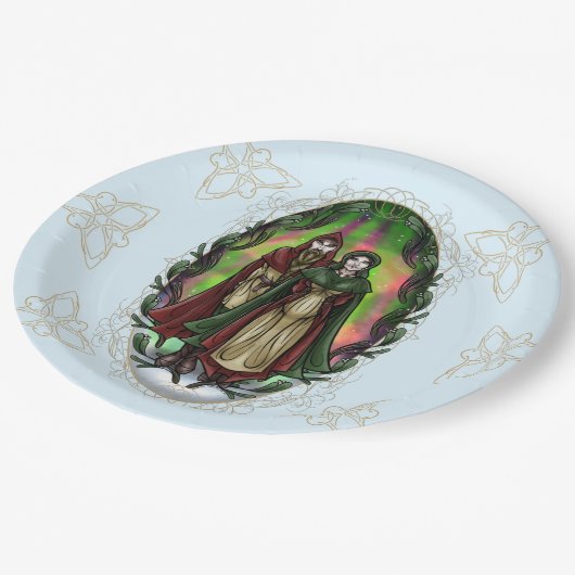 Woden & Fríge: Weihnachten-Grüße Pappteller (Schrägansicht)