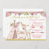 Wodland, Hirsch, Fuchs, zwei Geburtstage laden ein Einladung (Vorne/Hinten)