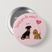 Wof you be mine Valentine Hunde Button (Vorne & Hinten)