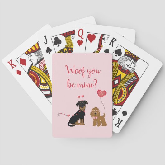 Wof you be mine Valentine Hunde Spielkarten (Rückseite)