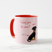 Wof you be mine Valentine Hunde Tasse (Vorderseite Links)