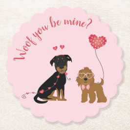 Wof you be mine Valentine Hunde Untersetzer
