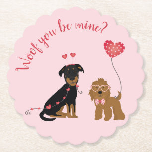 Wof you be mine Valentine Hunde Untersetzer