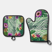 Wogende Dschungel-Harmonie Ofenhandschuh & Topflappen-Set (Vorderseite)