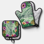 Wogende Dschungel-Harmonie Ofenhandschuh & Topflappen-Set (Vorderseite/Rückseite)